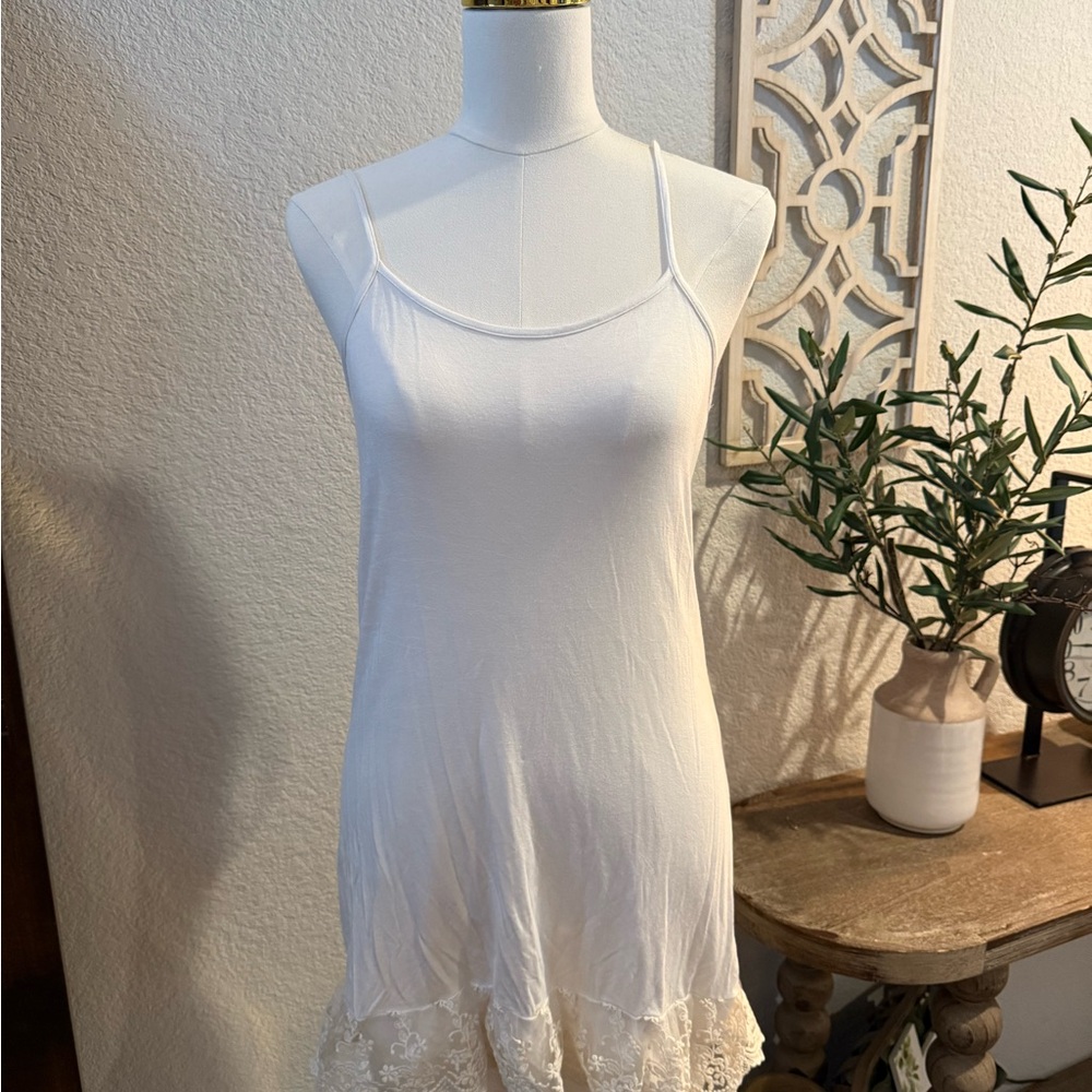Lily White Slip Dress with Lace Detail